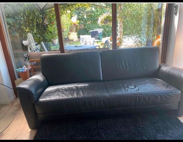 Ledersofa schwarz ohne Mängel, Couch , Sofa in Buxtehude