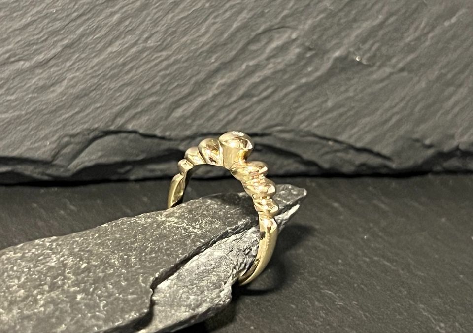 Ring 585 (14ct.) Gelbgold mit Diamantbesatz Goldschmuck T1065 in Berlin