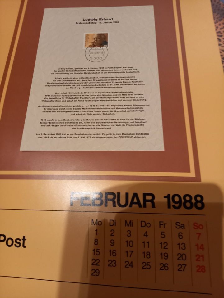 Briefmarkenkalender Deutsche Post 1988 in Harburg (Schwaben)