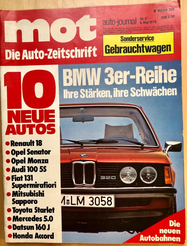 MOT-die Auto-Zeitschrift 9/1978 BMW 3er Renault 18 Opel Senator in Essen