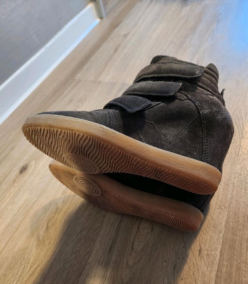 Mjuüs Schuhe Wedge Damen Wildleder braun mit Klettverschlüssen in Hamburg