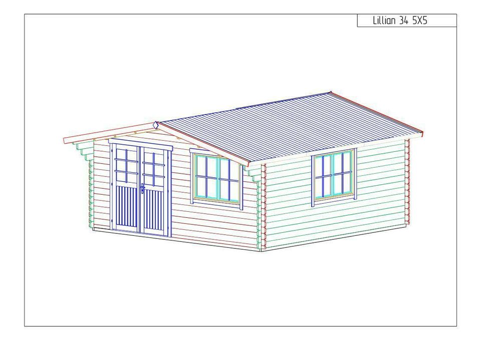 Gartenhaus 5 x 5m 34mm Holz Partyhaus Freizeithaus Blockhaus in Egeln