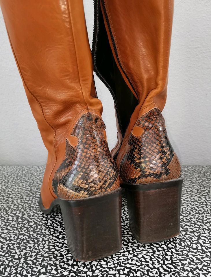 *ITALY*Designer Vintage Stiefel Lederstiefel Cowboystiefel 39 in Erding