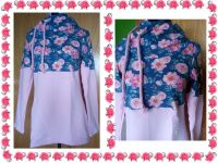 -SUPERSALE- Handmade Hoodie Pullover Gr. 40 42 Blumen blau rosa Hessen - Feldatal Vorschau