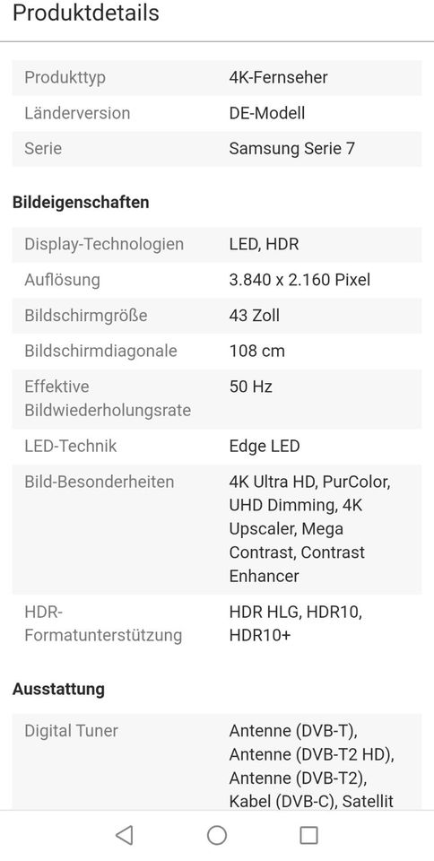 Samsung 4K Smart TV wie neu, Modellnummer: GU43AU7199 Crystal UHD in Frankfurt am Main