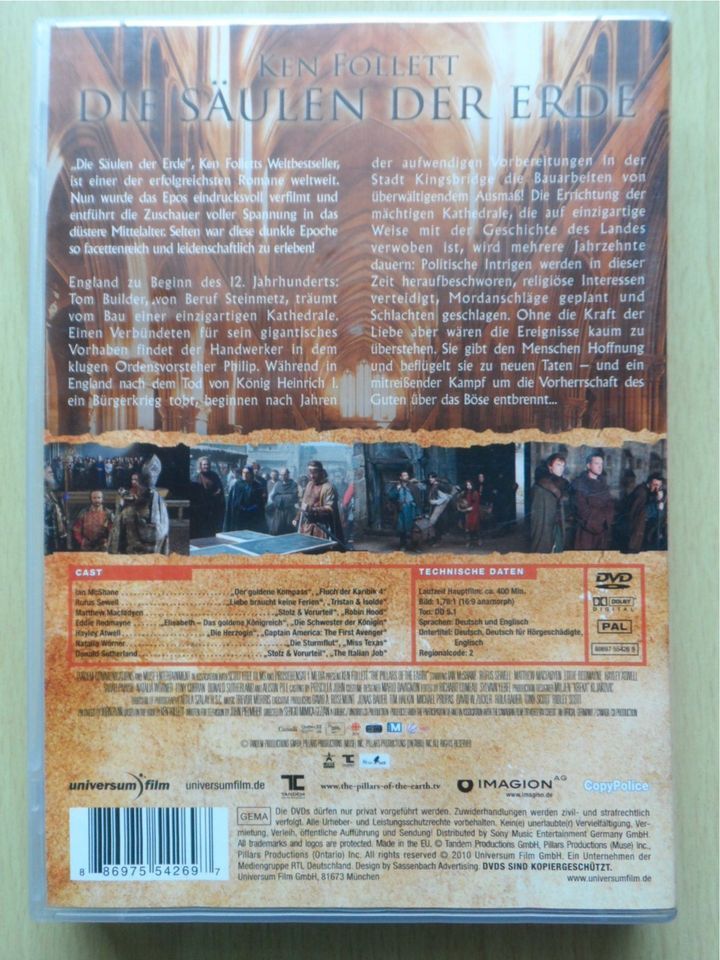 Die Säulen der Erde - komplette Serie 4 DVD # 400 Min. in Ludwigshafen