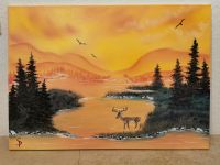 Ölgemälde 50x70 cm wildes Waldleben nach Art Bob Ross Nordrhein-Westfalen - Oberhausen Vorschau