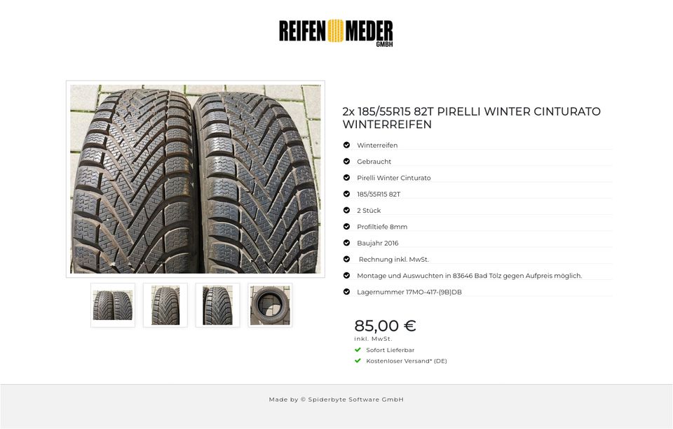 2x 185/55R15 82T PIRELLI WINTER CINTURATO WINTERREIFEN #7395 in Bad Tölz