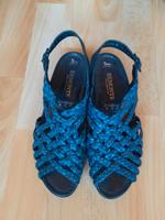 Vintage Sandalen Flechtoptik blau schwarz Remonte 38 5,5 Sachsen-Anhalt - Eilsleben Vorschau