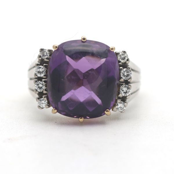 Ring 750 Gold 18 Karat Amethyst 0,25 CT Brillant juweliero.de in Köln