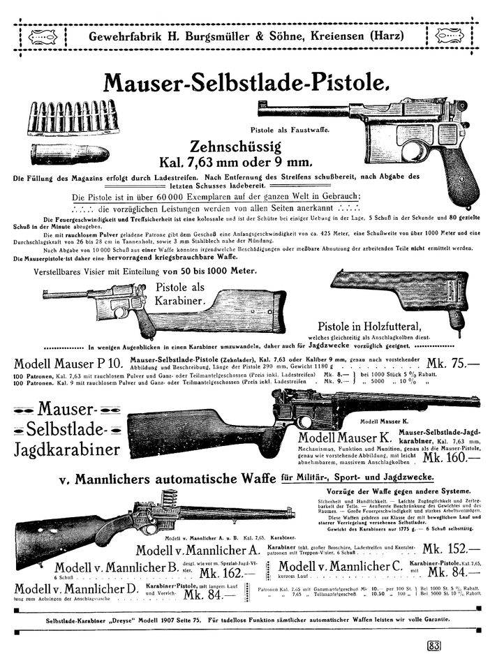 Waffenkatalog 1910 Burgsmüller Waffen Gewehre Historisch 18€* in Obermarchtal