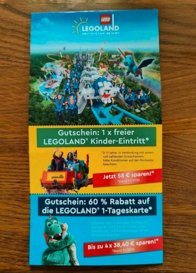 Legoland Gutschein freier Eintritt Kind 60% auf Tageskarte 2024 in Wiesbaden