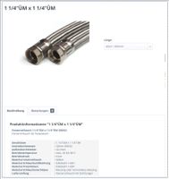 Panzerschlauch für Nutzwasser 1 1/4"ÜM x 1 1/4"ÜM (DN32) Baden-Württemberg - Sonnenbühl Vorschau