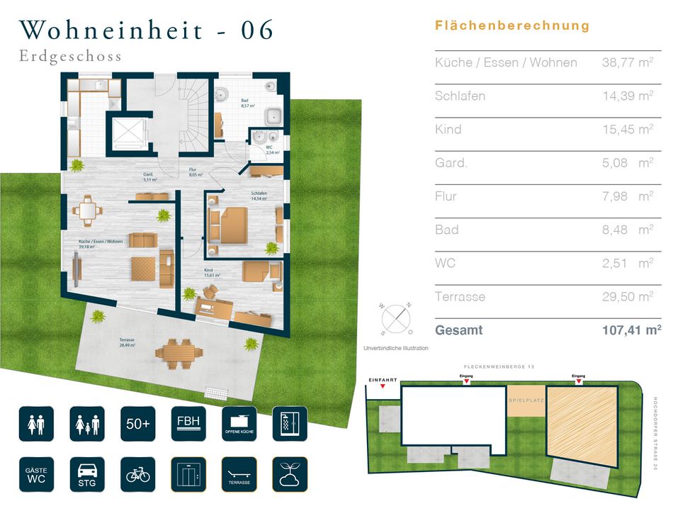 3 Zimmer Wohnung Neubau Erstbezug in Poppenweiler in Ludwigsburg