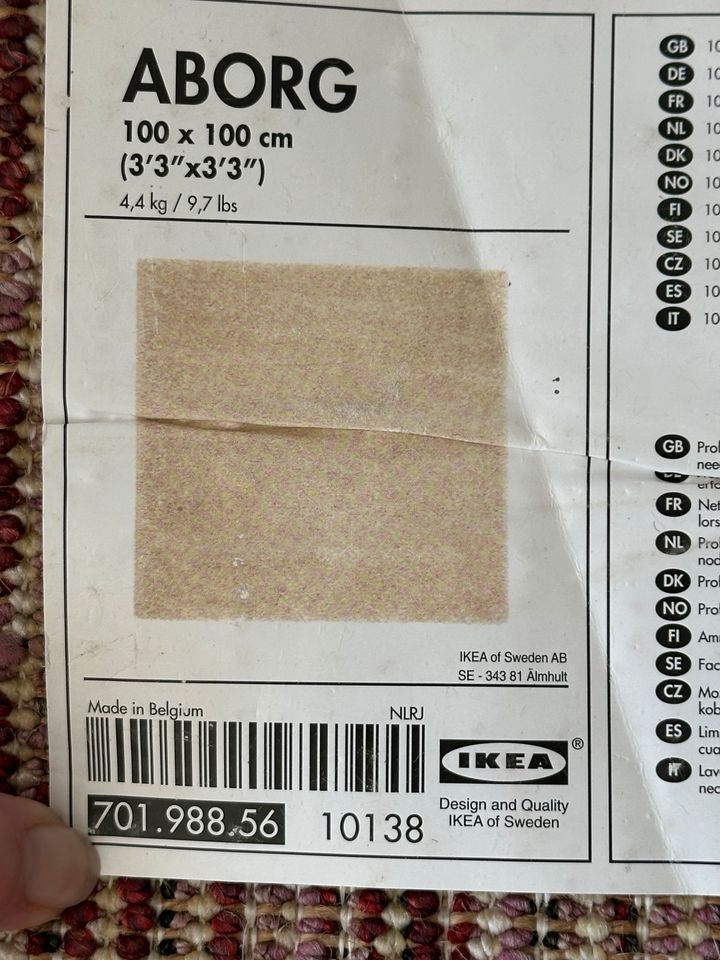 IKEA Teppich ABORG weiß 100cm x 100cm Quadratisch in Aumühle bei Hamburg