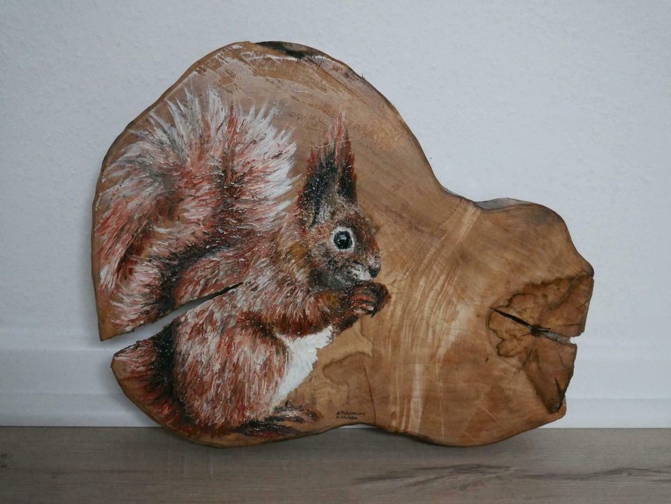 Eichhörnchen Kunst Gemälde Malerei Holz Natur Bild Tier Bild wald in Oberhausen