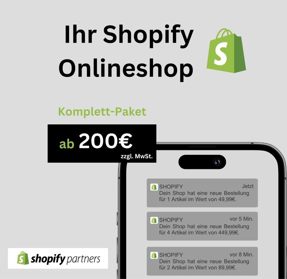 Shopify Online-Shop erstellen lassen - All In One Paket in Köln