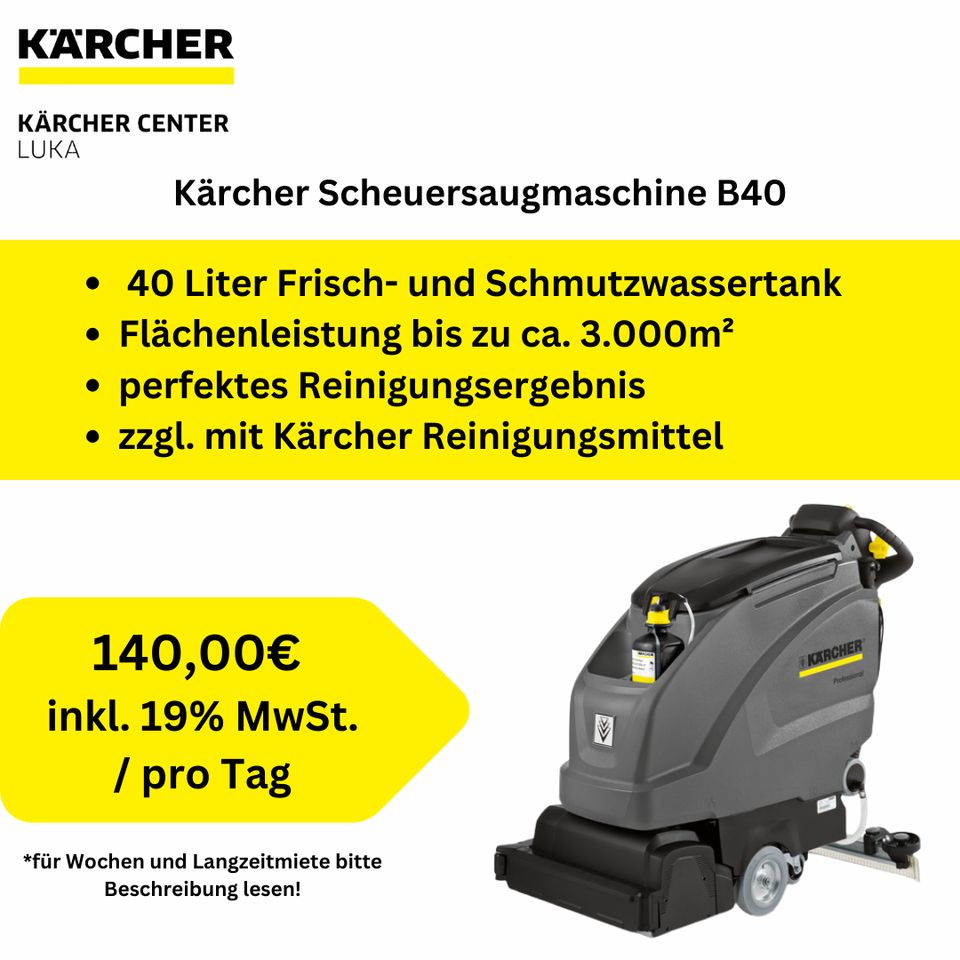 Kärcher Mieten Scheuersaugmaschinen, Bodenreiniger, Bodenreinigungsmaschine, Hochdruckreiniger, Dampfsauger, Teppichreiniger, Polsterreiniger in Rheinstetten