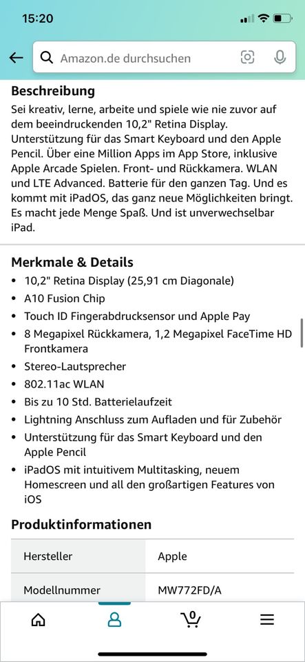 Apple IPad 10,2“ in Düsseldorf
