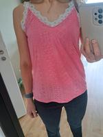Tank Top / Spitzentop rosa / weiß mit Ösenstickerei Größe S Brandenburg - Wusterhausen Vorschau