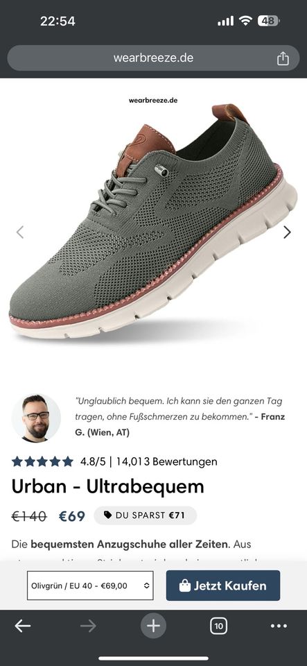 Bequemer Anzugschuhe Gr. 44 Olivgrün in Lüdenscheid