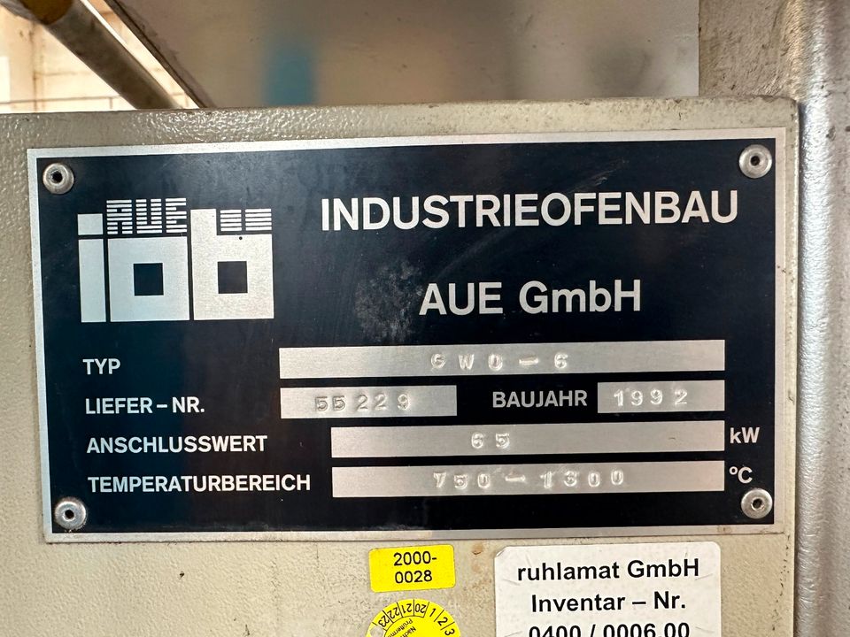 Werkbankofen Industrieofen Erdgas Simplon Aue GmbH GWO-6 Härteofen Hitzeofen Einbrennofen Kompaktbrenner bis 1300 Grad neue Prüfung, neu ausgemauert in Weißenborn Erzgebirge