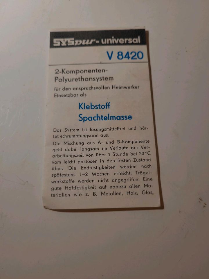 2-Komponenten- Polyurethansystem, Kleber,  DDR in Schleusingen