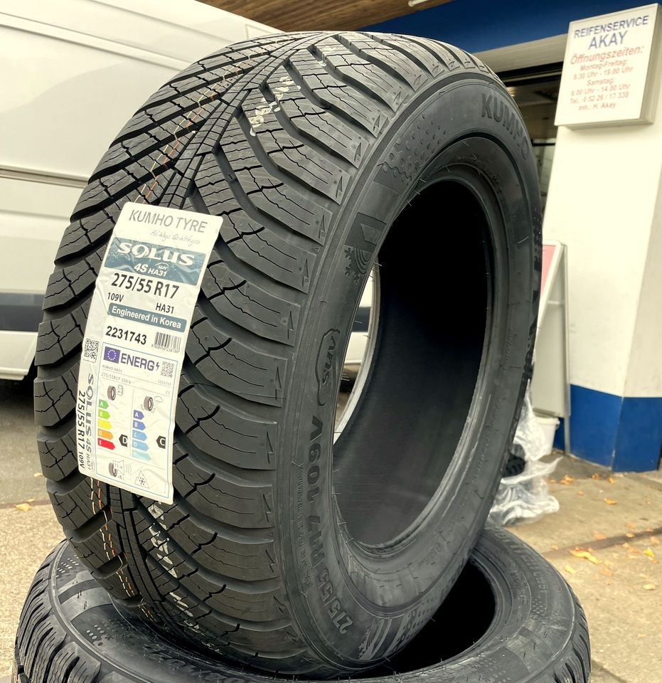 4x 275/55 R17 109V XL ➡️ KUMHO SOLUS 4 Season HA31 ➡️ Ganzjahresreifen  Allwetterreifen Reifen