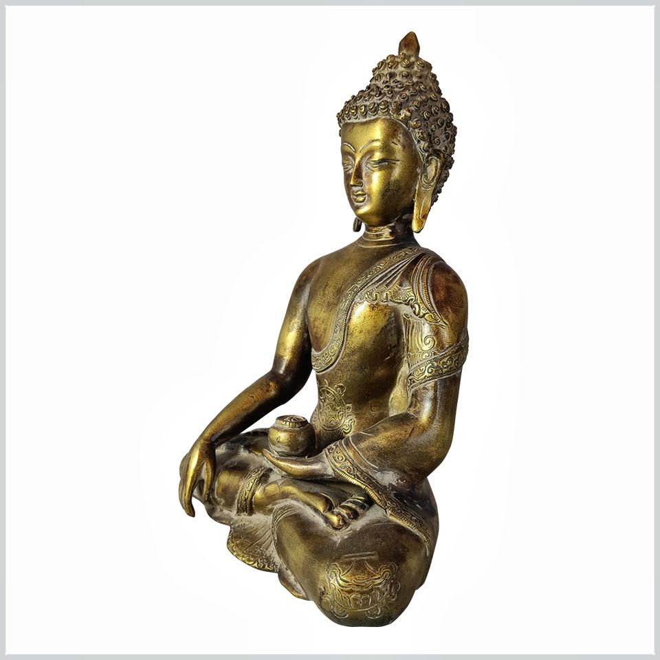 Erdender Buddha Bronze goldantik Feuerarbeit 27,5cm 3,3kg in München