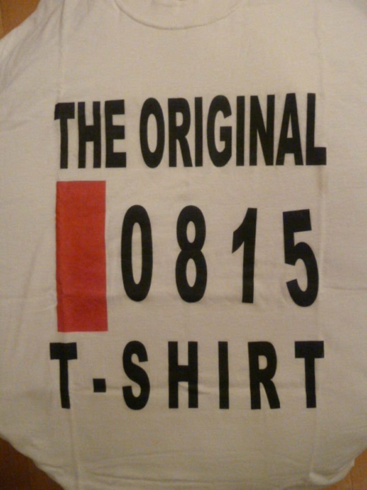 T-Shirt weiß, neu, Aufdruck: "The Original 0815 T-Shirt", Gr. M-L in Budenheim