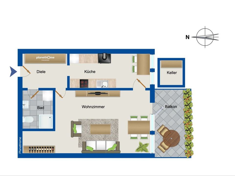 1-Zimmer-Wohnung mit Schwimmbad in Flein in Flein