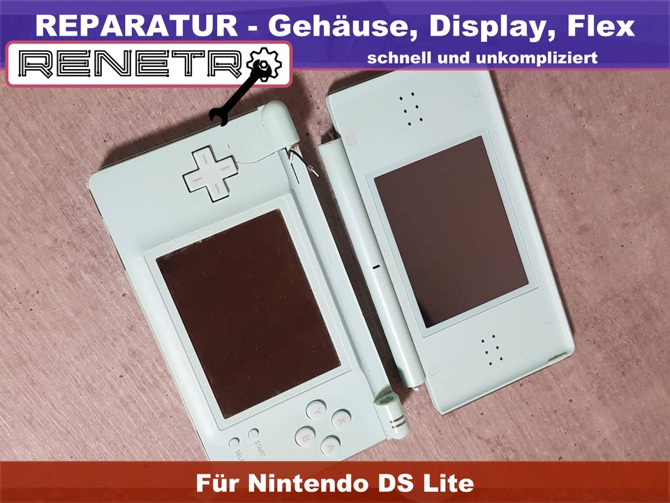 Nintendo DS Lite Reparatur (Gehäuse,  Display,  Touch) Service in Rossau (Sachsen)