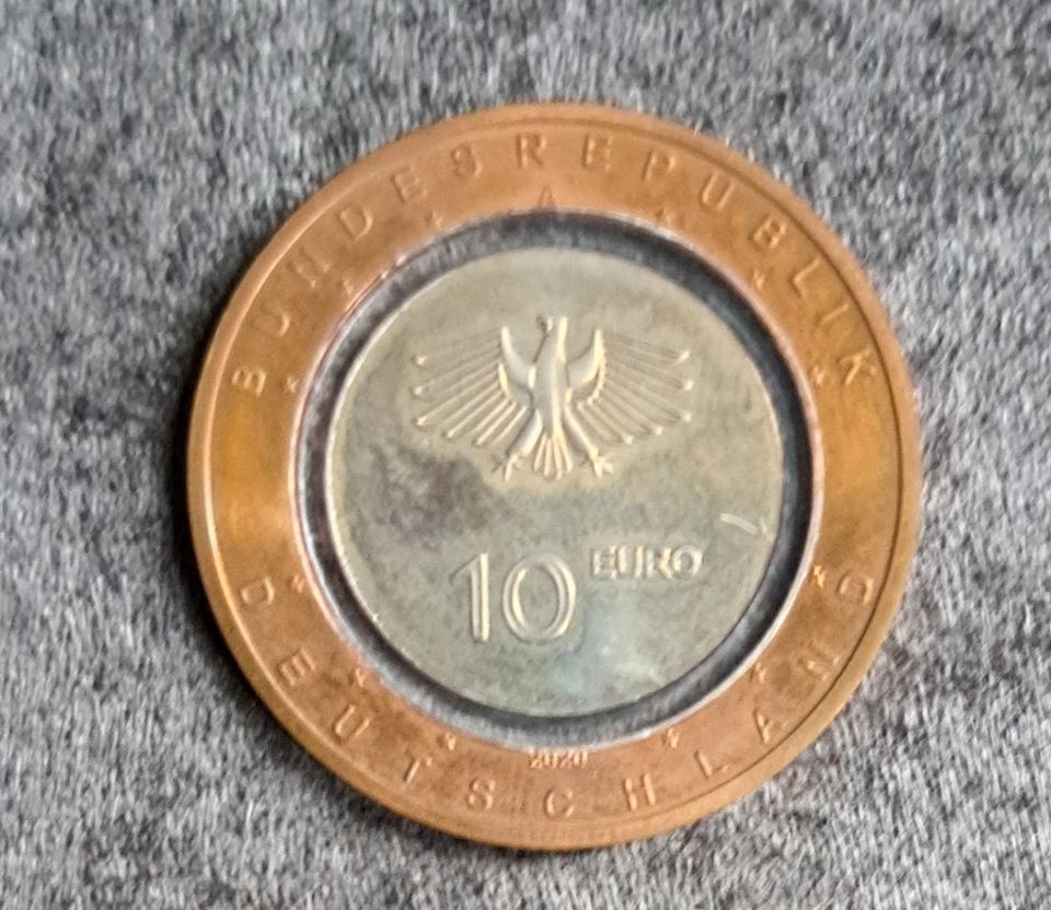 10 Euro Sammlermünze mit farblosen Polymerring 2020 An Land in Wuppertal