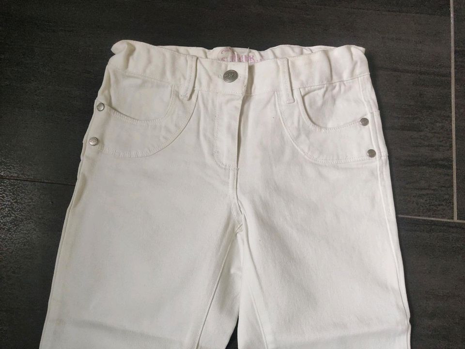 Mädchen 134 140: Capri Hose Jeans Bermuda H&M mint Yigga weiß in Albachten