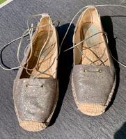 ZARA Damen Espadrilles Gold mit Schnürung Gr.38 Bayern - Füssen Vorschau