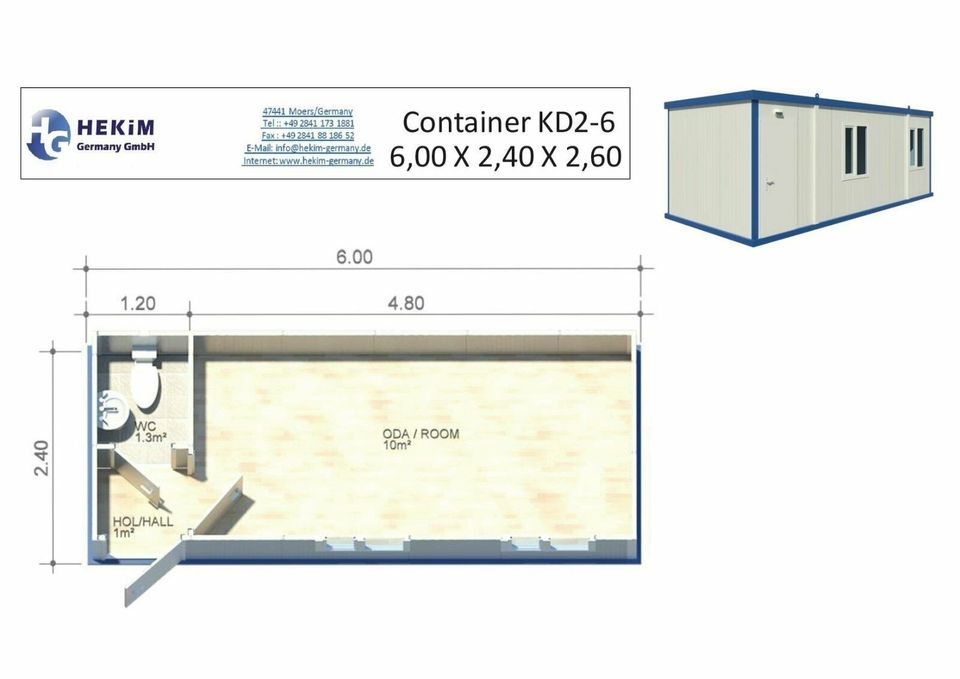 Bürocontainer  Baucontainer Container mit Dusche WC Küche KE 2-6 in Moers