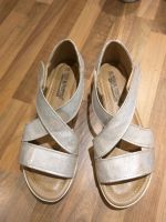 Damen Sandalen Gr. 38 silber metallic kaum getragen Bayern - Dirlewang Vorschau