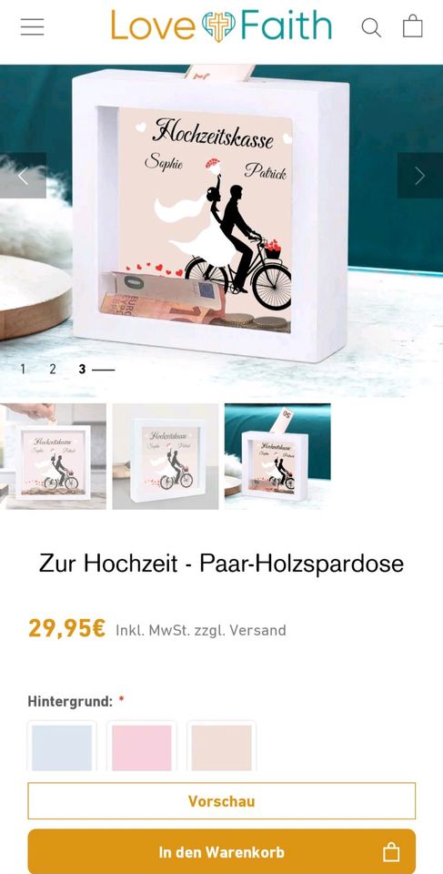 Hochzeitkasse Spardose Kasse Geldscheine in Rehfelde