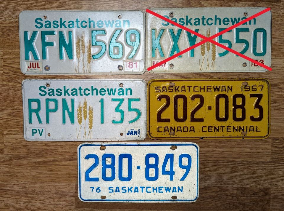 Kanada License Plate Saskatchewan 1967/76/81/83/97 Nummernschild in Lübeck