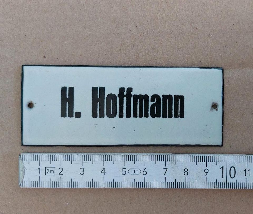 Haustürschild Klingelschild Namensschild Emaille sehr alt DDR in Löbau