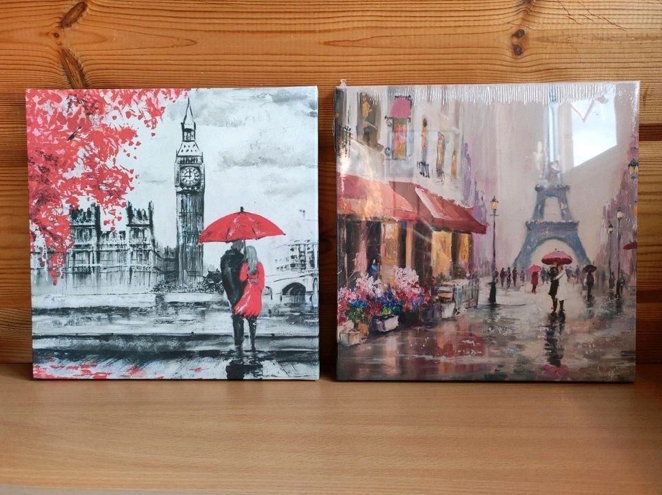 Bilder Leinwand London & Paris 30x30 cm | Neu | Eifelturm Big Ben in Melle