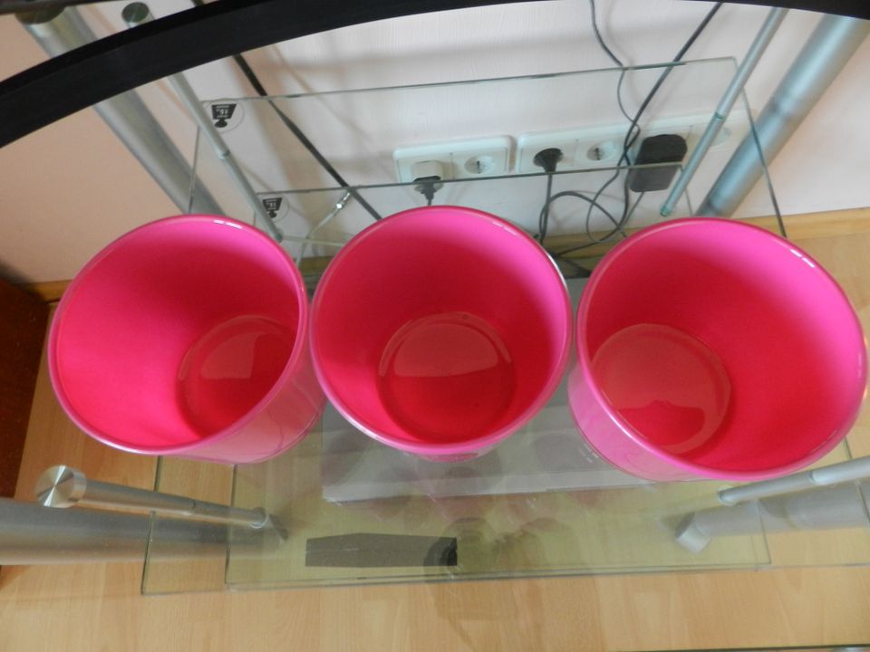 3 Teelichter Windlichter rosa pink neu Lichtglas Kerz in Bell