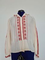 Bestickte Bluse Vintage 70er Folklore Hippie Kreuzstich Cottagecore Sachsen - Wiednitz Vorschau