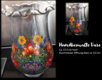 Glas-Vase handbemalt – Kamm-Rand – Vintage Landhausstil Bayern - Ampfing Vorschau