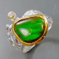 Designerring-Bandring 925er Silber-Ammolite-14ct Gold-RG:17,5 Nordrhein-Westfalen - Nettersheim Vorschau