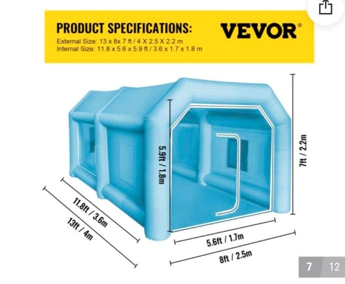 Aufblasbare Lackierkabine Lackierzelt z vermieten 4x2,5 Fr-So 80€ in Ingolstadt