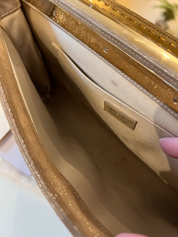 Clutch Jimmy Choo Wildleder Metallic in Alsdorf