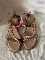 Neu Ash Sandalen Gr. 38 Gold Nieten Seide Leder West - Nied Vorschau