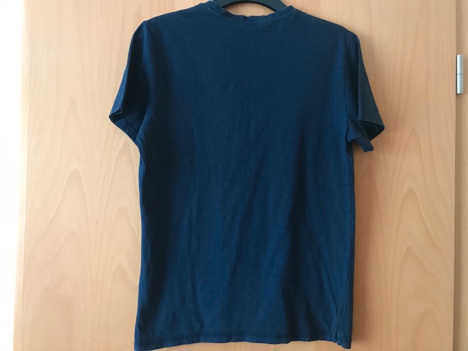 Herren T-Shirt S dunkelblau kleine Knopfleiste 100 % Baumwolle in Brücken (Pfalz)
