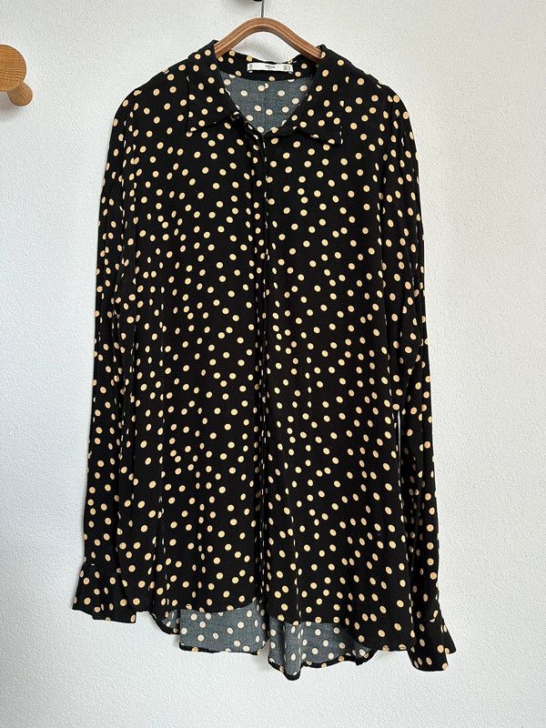 Lange Mango Bluse Gr. M Punkte schwarz gelb-gold in Achern